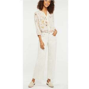 NYDJ Teresa Wide Leg Denim Jeans Cream 8